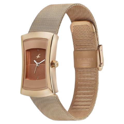 Fastrack Pulse Quartz Analog Two Toned Dial Stainless Steel Strap Watch for Girls