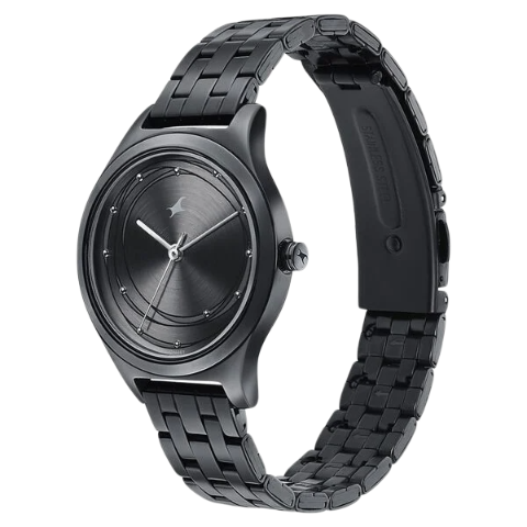 Fastrack Style Up Grey Dial Stainless Steel Strap Watch for Girls