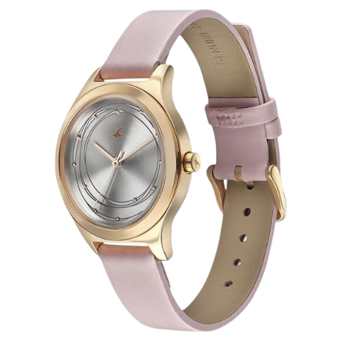 Fastrack Style Up Silver Dial Leather Strap Watch for Girls