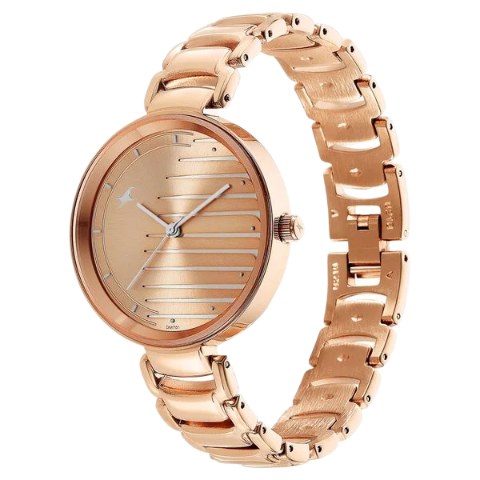 Fastrack Style Up Quartz Analog Champagne Dial Metal Strap Watch for Girls