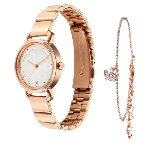 Fastrack Pulse Quartz Analog Silver Dial Stainless Steel Strap Watch for Girls