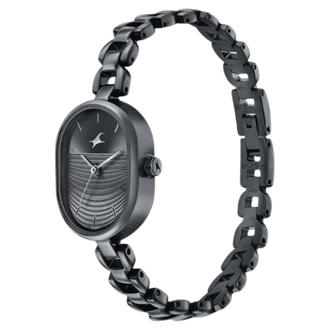 Fastrack Style Up Black Dial Metal Strap Watch for Girls