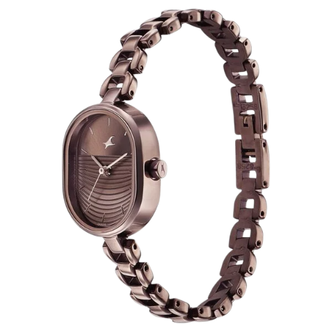 Fastrack Style Up Brown Dial Metal Strap Watch for Girls