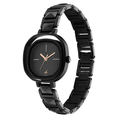 Fastrack Opulence Quartz Analog Black Dial Metal Strap Watch for Girls