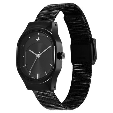 Fastrack Snob X Black Dial Stainless Steel Strap Watch for Girls