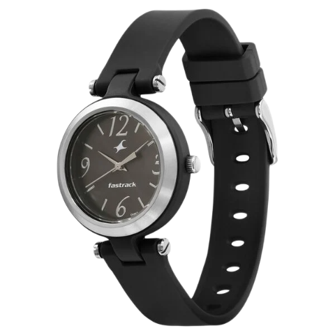 Fastrack Trendies Quartz Analog Black Dial Silicone Strap Watch for Girls