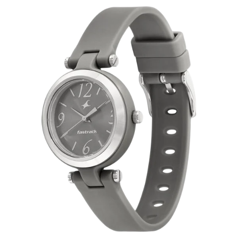 Fastrack Trendies Quartz Analog Grey Dial Silicone Strap Watch for Girls