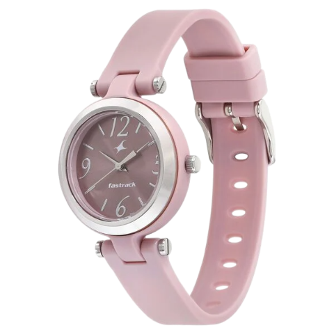 Fastrack Trendies Quartz Analog Pink Dial Silicone Strap Watch for Girls