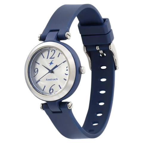 Fastrack Trendies Quartz Analog White Dial Silicone Strap Watch for Girls