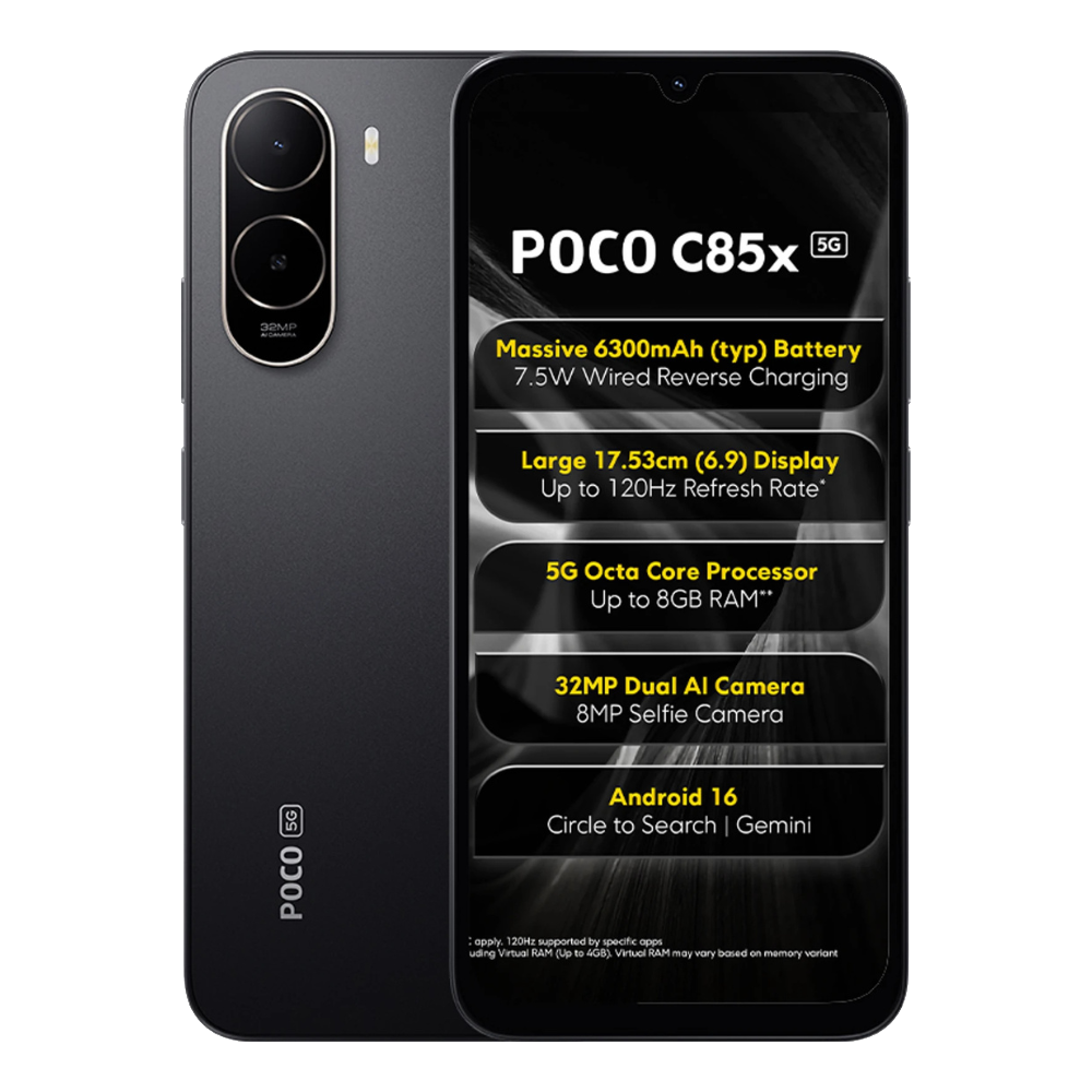 POCO C85x (Elite Black, 128 GB) (4 GB RAM)