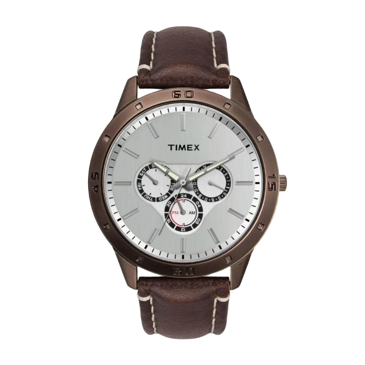 Timex Fashion Men's Quartz Analog Silver Dial Round Case Multifunction Function Watch -TW000U916
