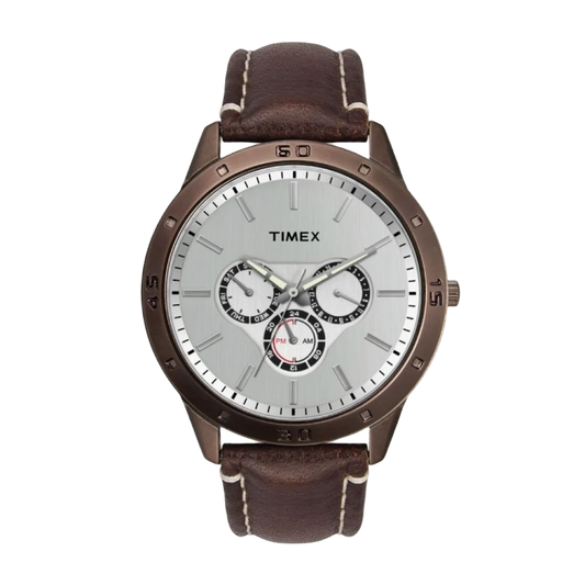 Timex Fashion Men's Quartz Analog Silver Dial Round Case Multifunction Function Watch -TW000U916