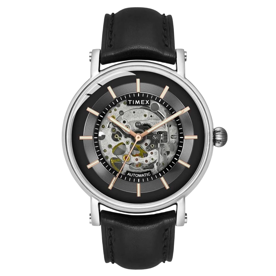 Timex E Class Men's Black Dial Round Case Automatic Function Watch -TWEG16716