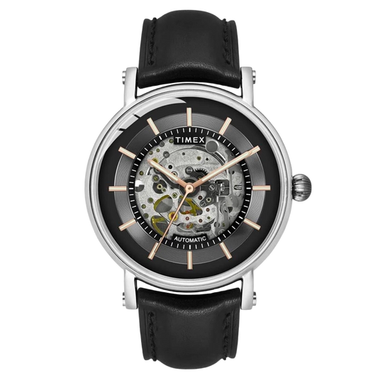 Timex E Class Men's Black Dial Round Case Automatic Function Watch -TWEG16716