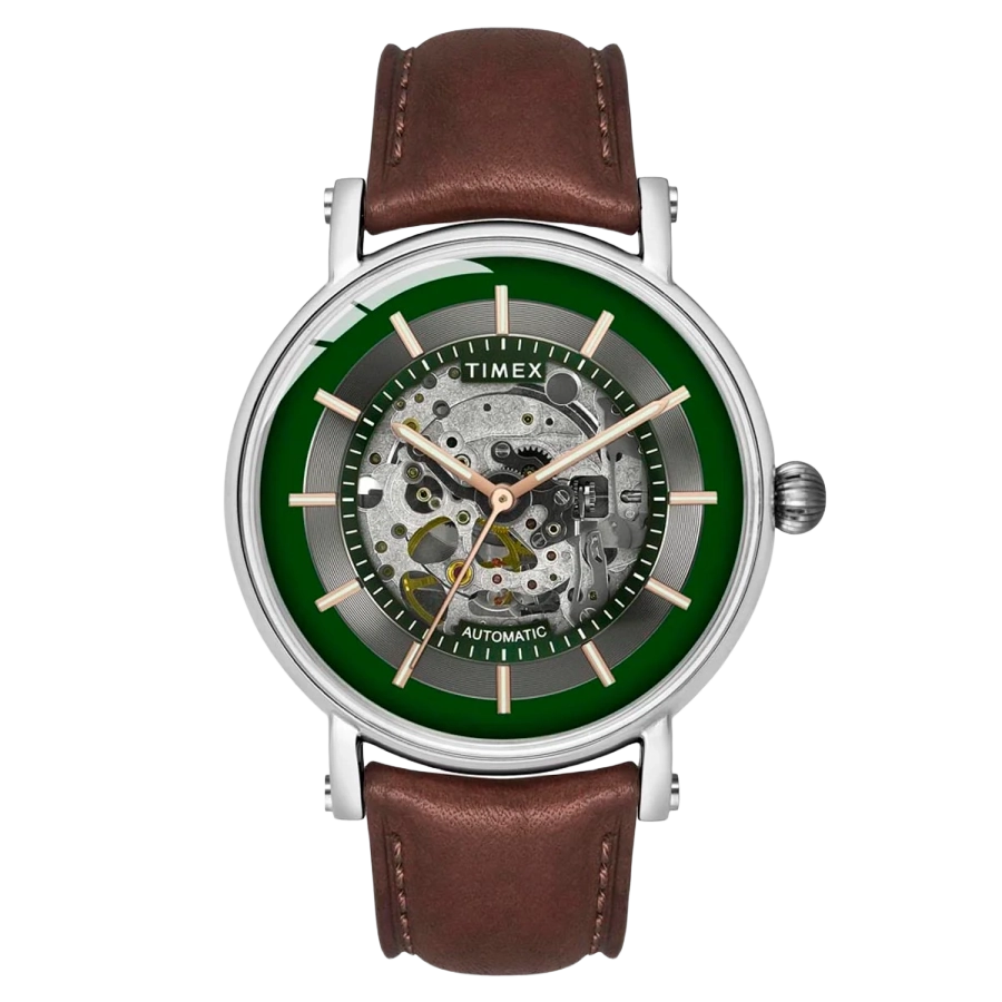 Timex E Class Men's Green Dial Round Case Automatic Function Watch -TWEG16717