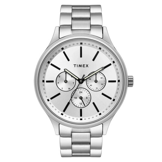 Timex Fashion Men's Silver Dial Round Case Multifunction Function Watch -TWEG18409