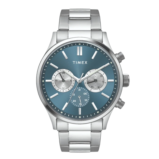 Timex Fashion Men's Blue Dial Round Case Multifunction Function Watch -TWEG19604
