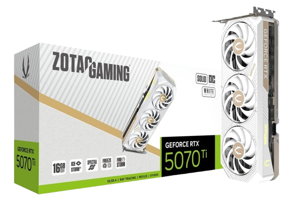 Zotac RTX 5070 Ti Solid Core OC White Edition 16GB Graphics Card - ZT-B50710Q2-10P